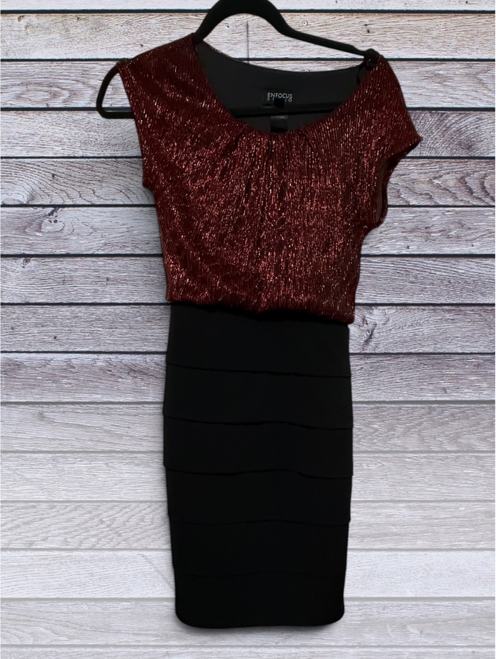 Enfocus Studio Women's Size 4 Two-Tone Dress Burgundy and Black 4